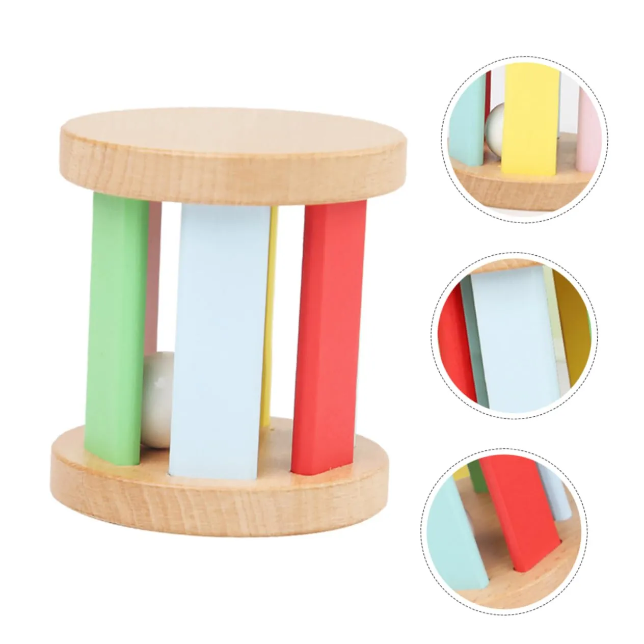 Kisangel Wooden Rattle for Sensory Musical Instrument for Promotes Vision Grasping and Hearing Skills Early Education Plaything for Boy Girl