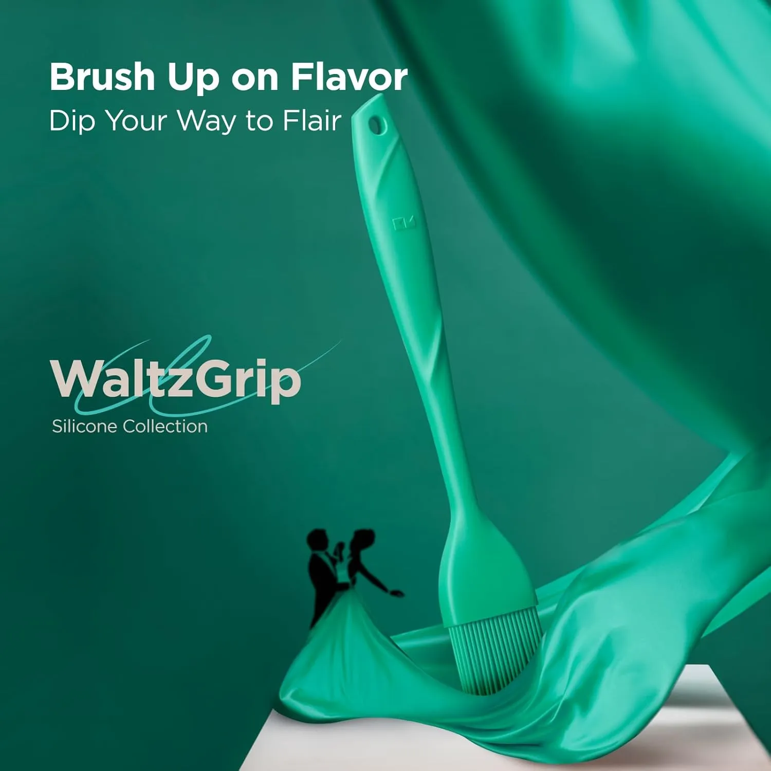 Kitchen Mama WaltzGrip Platinum Silicone Basting Pastry Brush: Set of 2 Heat-Resistant Brushes for Cooking, Baking, Grilling, and Spreading Oil or Butter - Dishwasher-Safe (Teal)