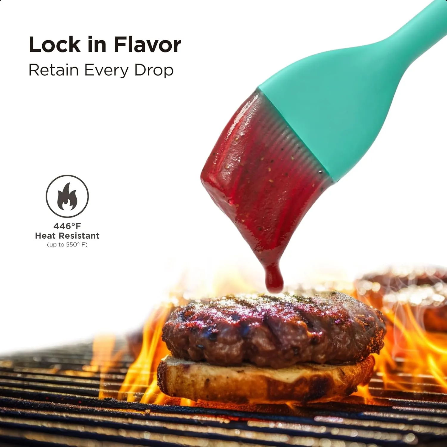Kitchen Mama WaltzGrip Platinum Silicone Basting Pastry Brush: Set of 2 Heat-Resistant Brushes for Cooking, Baking, Grilling, and Spreading Oil or Butter - Dishwasher-Safe (Teal)