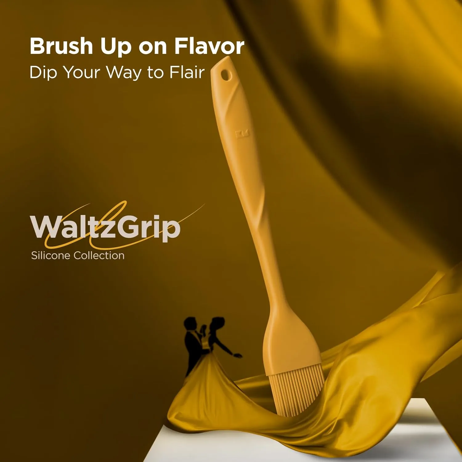 Kitchen Mama WaltzGrip Platinum Silicone Basting Pastry Brush: Set of 2 Heat-Resistant Brushes for Cooking, Baking, Grilling, and Spreading Oil or Butter - Dishwasher-Safe (Yellow)