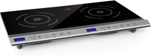 Klarstein Cucinata mobile hob - Double induction hob, power: 3100 watts, touch control, sensor sensor, shutdown timer, 10 levels, overheat protection, child safety lock, glass ceramic, silver