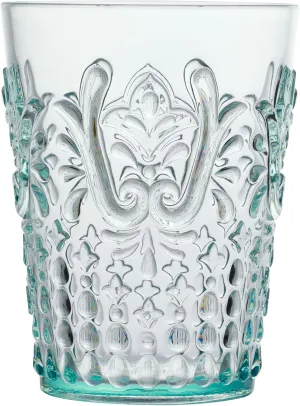 KLIFA- BLOIS- 15.2 ounce, Set of 6, Acrylic Tumbler Drinking Glasses, BPA-Free, Stackable Plastic Drinkware, Dishwasher Safe, Vintage Looking Cups, Light Teal