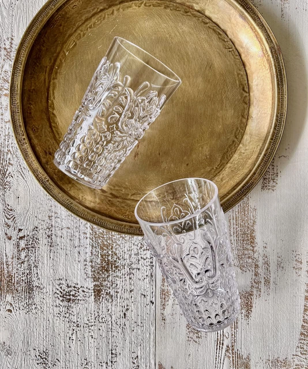 KLIFA- BLOIS- 15.2 & 20.5 ounce, Set of 8, Acrylic Tumbler & Highball Drinking Glasses Cups, BPA-Free, Stackable Plastic Drinkware, Dishwasher Safe, Vintage Looking Cups, Clear