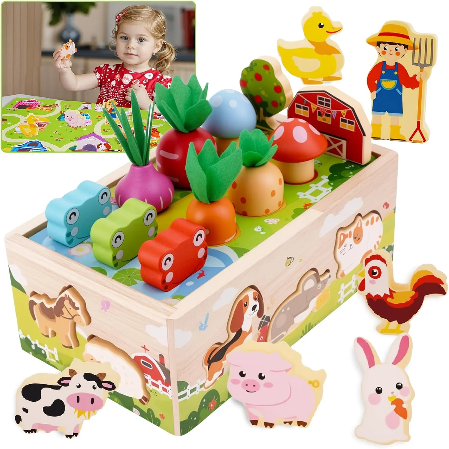 KMTJT Toddlers Montessori Wooden Toys for 1 Year Old: Baby Toys 12-18 Months | 1st One First Birthday Gifts for 1-2 Year Old Girls Boys | Educational Learning Fine Motor Skills Toy
