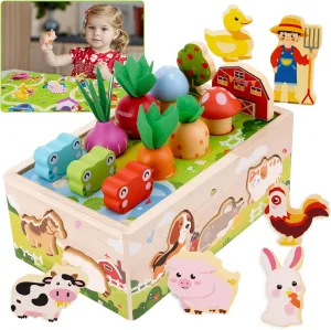 KMTJT Toddlers Montessori Wooden Toys for 1 Year Old: Baby Toys 12-18 Months | 1st One First Birthday Gifts for 1-2 Year Old Girls Boys | Educational Learning Fine Motor Skills Toy