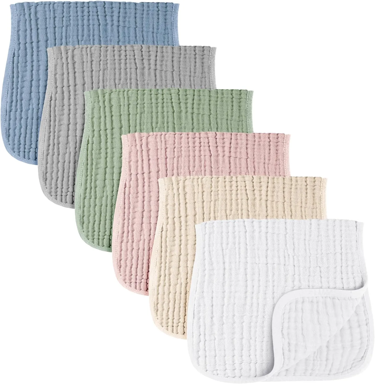 Konssy 6-Pack Absorbent Muslin Burp Cloths, 100% Cotton, Large Burping Clothes Set for Newborn, Baby Girls and Boys