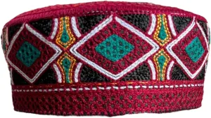 Kufi Sufi Artist Sindhi Balochi Topi - Trendy Traditional Vibrant Colorful Topi - Handmade Embroidery Round Hat (Size 55cm)