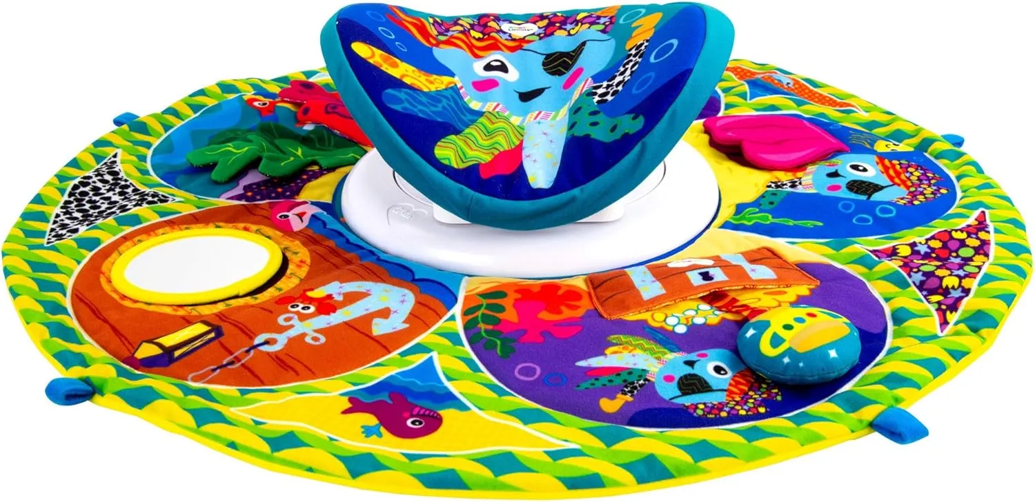 Lamaze Captain Calamari Spin and Explore Baby Gym Activity Center - Baby Tummy Time Play Mat - Sensory Play Mat for Ages 0 Months and Up