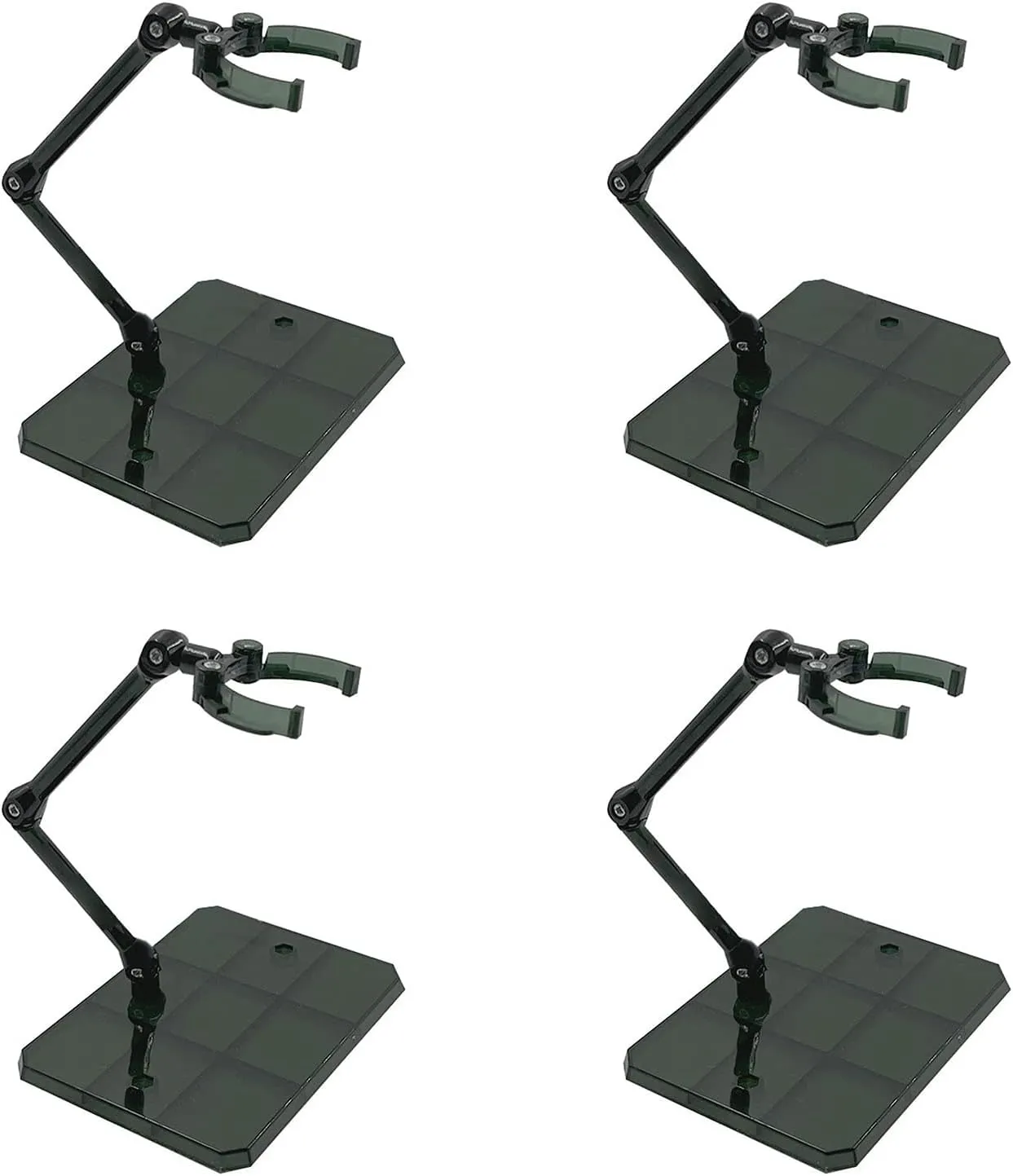Larcele 4Pcs Action Figure Stand, Assembly Action Figure Display Holder Base Adjustable Clear Model Support Stand for 6-7 inch Action Figures SBZJ-01 (Transparent Black)
