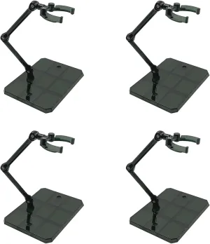 Larcele 4Pcs Action Figure Stand, Assembly Action Figure Display Holder Base Adjustable Clear Model Support Stand for 6-7 inch Action Figures SBZJ-01 (Transparent Black)