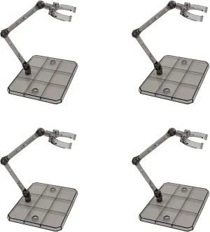 Larcele 4Pcs Action Figure Stand, Assembly Action Figure Display Holder Base Adjustable Clear Model Support Stand for 6-7 inch Action Figures SBZJ-01 (Transparent Grey)