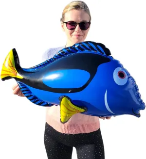 Large Blue Tang Inflatable Fish (3 Blue Tang Fish Set) 26" x 12" x 14". Great Sea Creature Pool Party Inflate Decoration