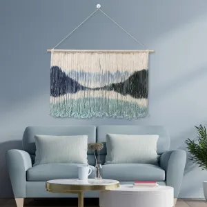 Large Macrame Wall Hanging, 43"x28" Handmade Woven Chic Bohemian Natural Landscape Tapestries Boho Wall Decor for Home Bedroom Living Room (Mountain)