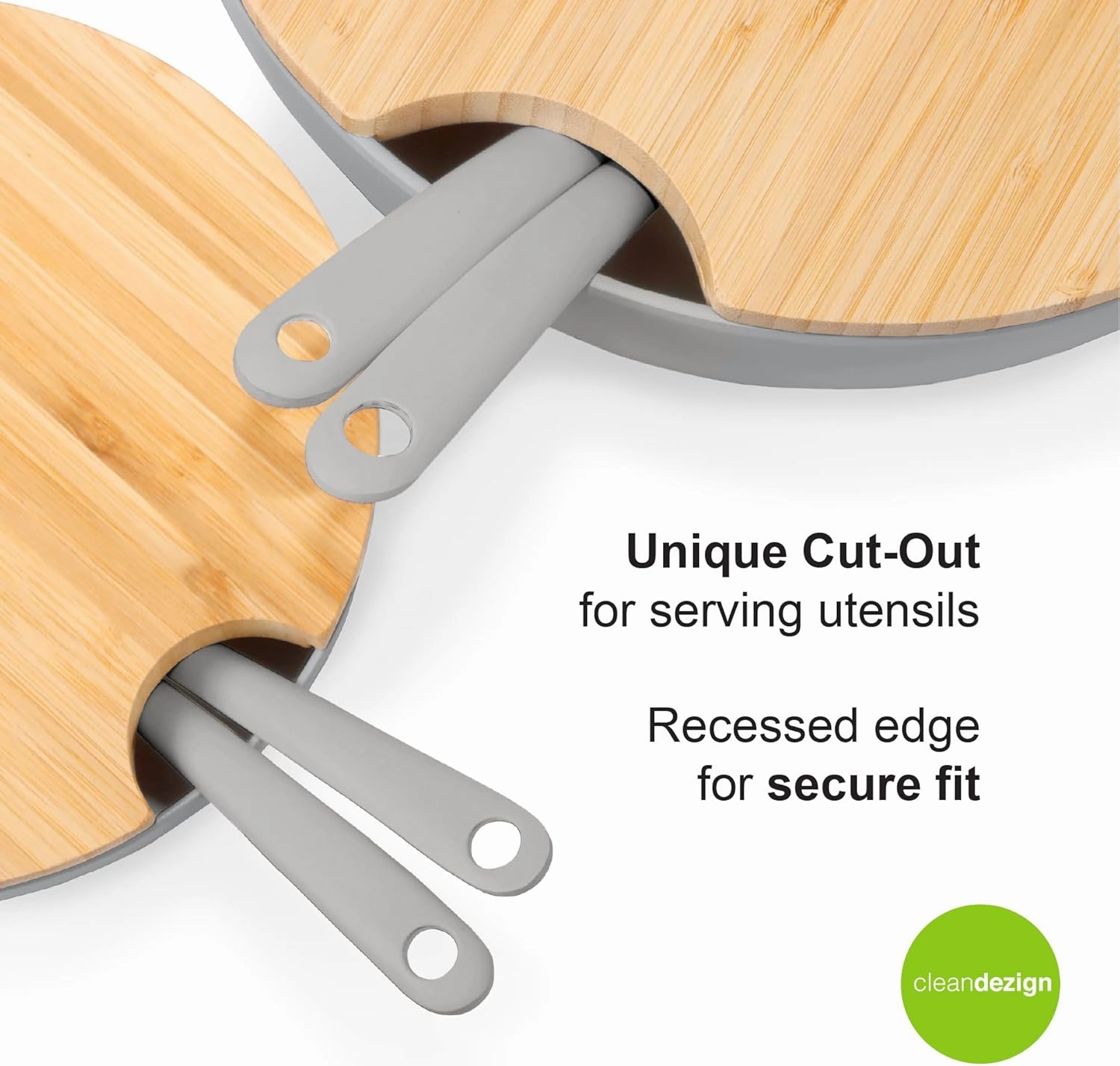 Large Salad and Serving Bowl with Bamboo Wood Lid and Servers 8pc Set - 11.5" and 8" Bamboo Fiber Pasta Bowls and Utensils with Wooden Cutting Board Tops (Grey)