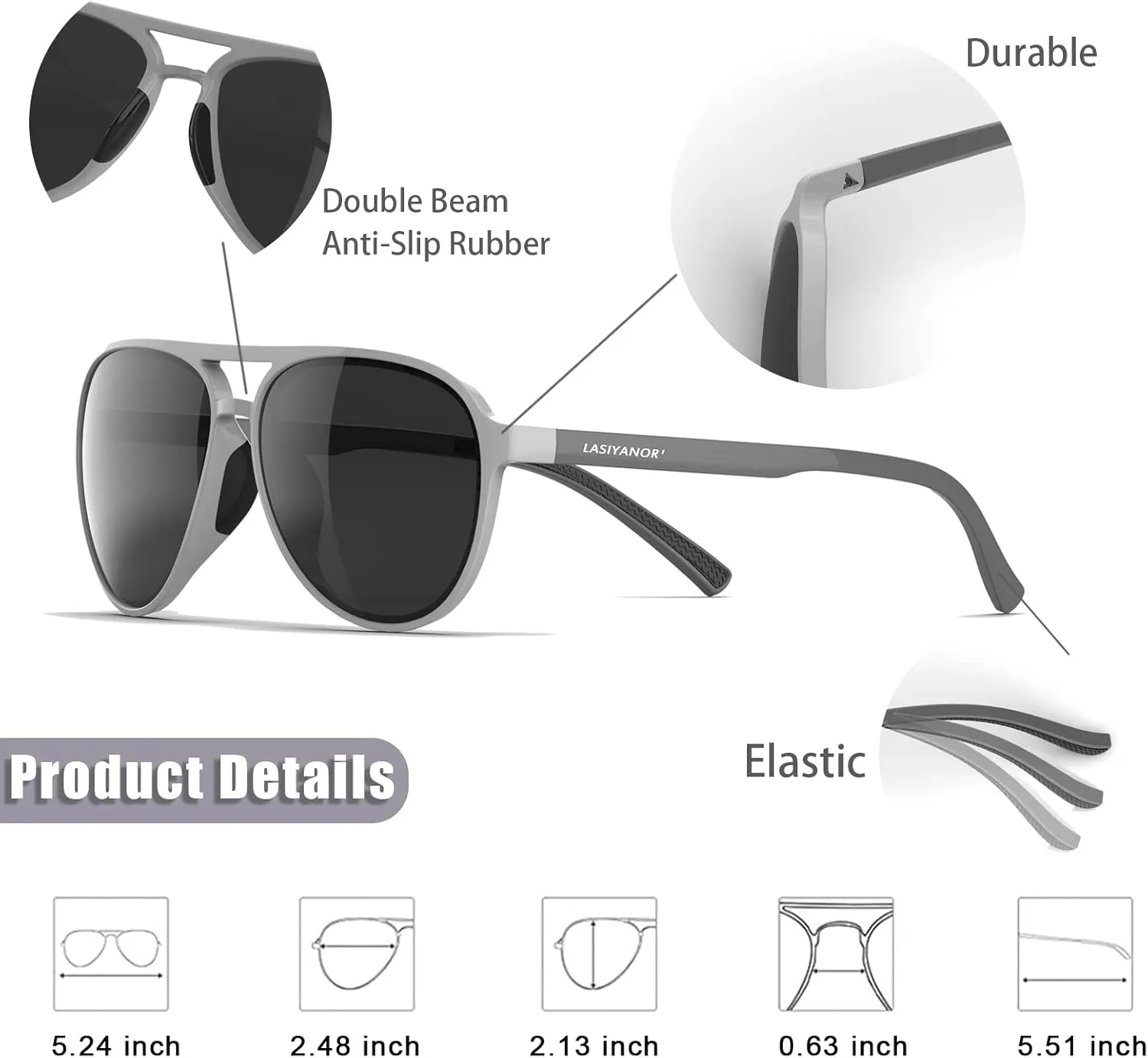 Lasiyanor Lightweight TAC Polarized Tinted Classic Vintage Retro 70s Sunglasses, TR-90 Frame for Women Men, UV 400 Protection