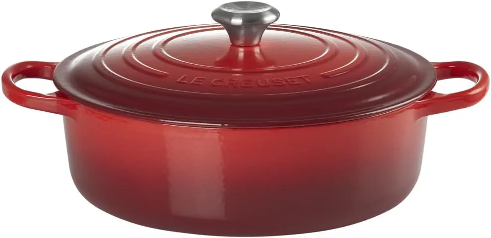 Le Creuset Enameled Cast Iron Signature Round Wide Dutch Oven, 6.75 qt., Cerise