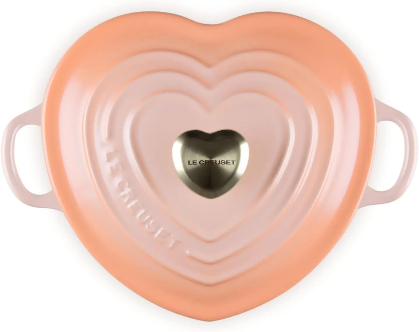 Le Creuset Enameled Cast Iron Traditional Shallow Heart Cocotte, 1.25 Qt., Peche Light Gold Heart Knob