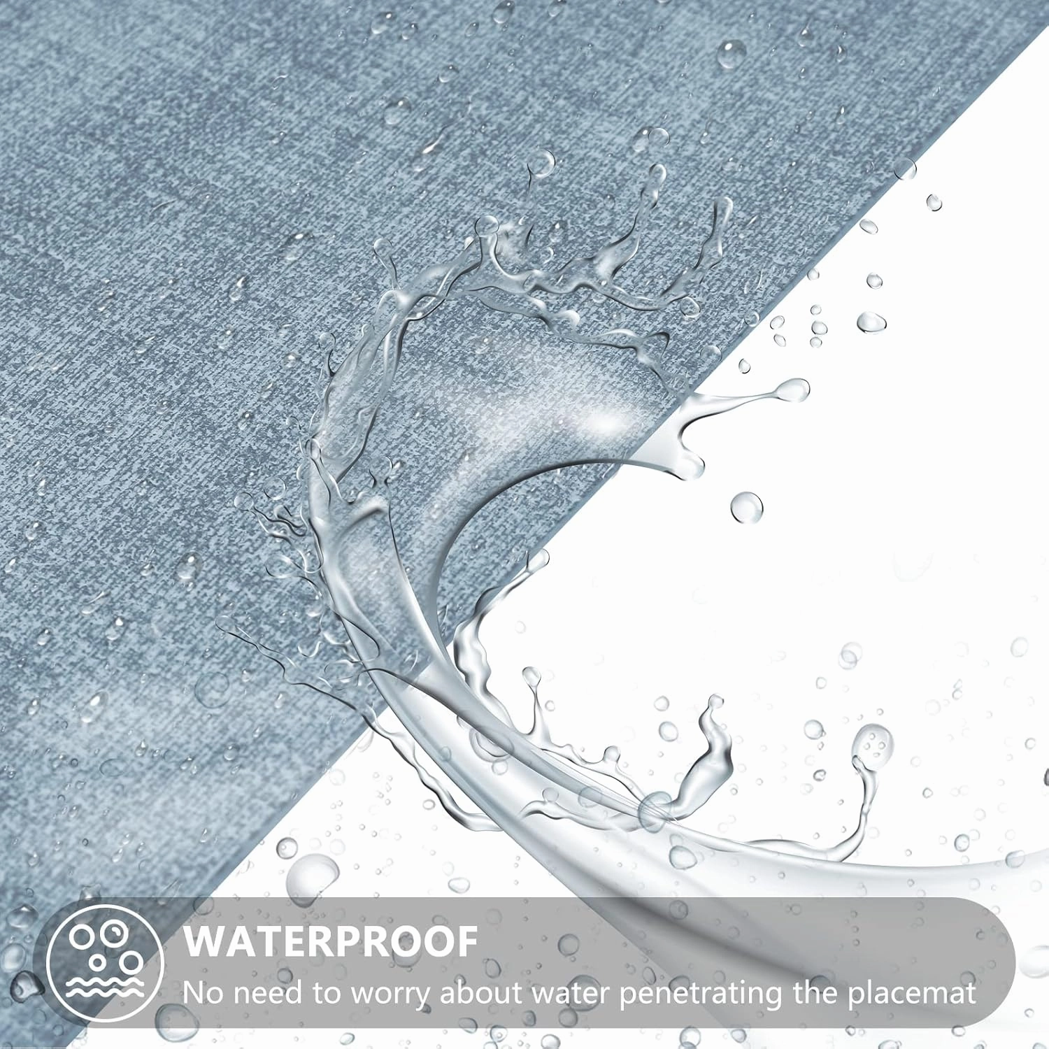 Leather Heat Resistant Placemats Set of 6 Waterproof Wipeable Washable PU Table Mats,Easy to Clean Anti-Slip Place Mats (Blue, 6)