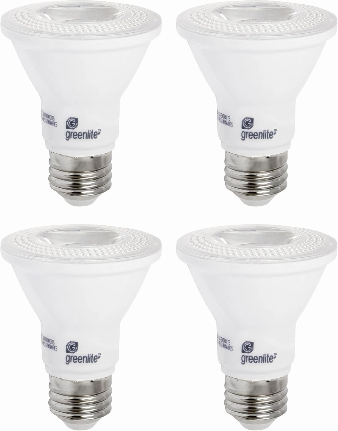 LED PAR20 Dimmable Flood Light Bulb, 7W (50W Equivalent), 500 Lumens, 3000k Bright White, 30° Narrow Flood Beam Angle, Indoor/Outdoor, Weatherproof, 120V, Energy Star (4 Pack)
