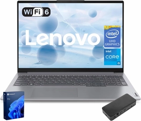 Lenovo ThinkBook 16 Business Laptop, 16" FHD  Display, 8-Core Intel i5-13420H, 16GB DDR5 RAM, 512GB SSD, HDMI, SD Card Reader, Wi-Fi 6, Windows 11 Pro, Bundle with Targus USB-C 100W Docking Station