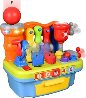 Liberty Imports Musical Learning Workbench Toddler Toys for Boys Girls Kids, Baby Early Education Toy Shape Sorter with Lights & Sounds for Teaching Colors, Shapes, Numbers