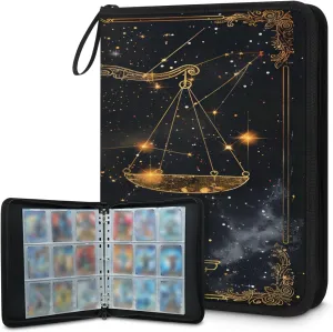 Libra 3 Ring Trading Zipper Binder Strap, Trading Card Binder 9 Pocket, 900 Pockets Card Holder with 50 Removable Sleeves for Game Cards