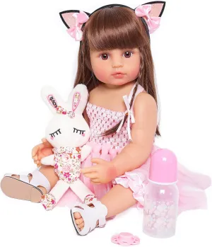 Lifelike Reborn Baby Dolls - 22-inch Soft Body Realistic Newborn Baby Doll Silicone Full Body Real Life Baby Dolls with Feeding Kit Toys Accessories for Ages 3  Year Old Girls or Collection