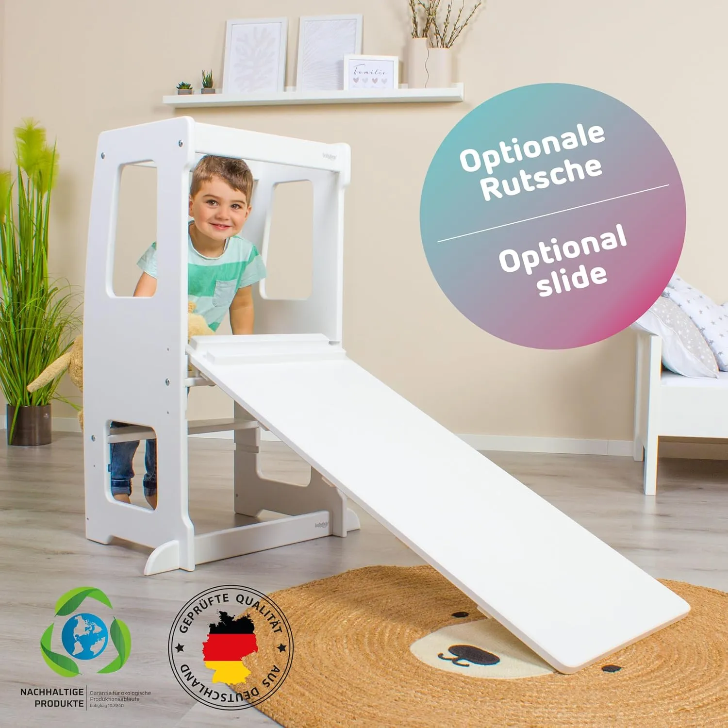 Littlefoot Learning Tower Wheels Set with Rubber Coating Natural Lacquer