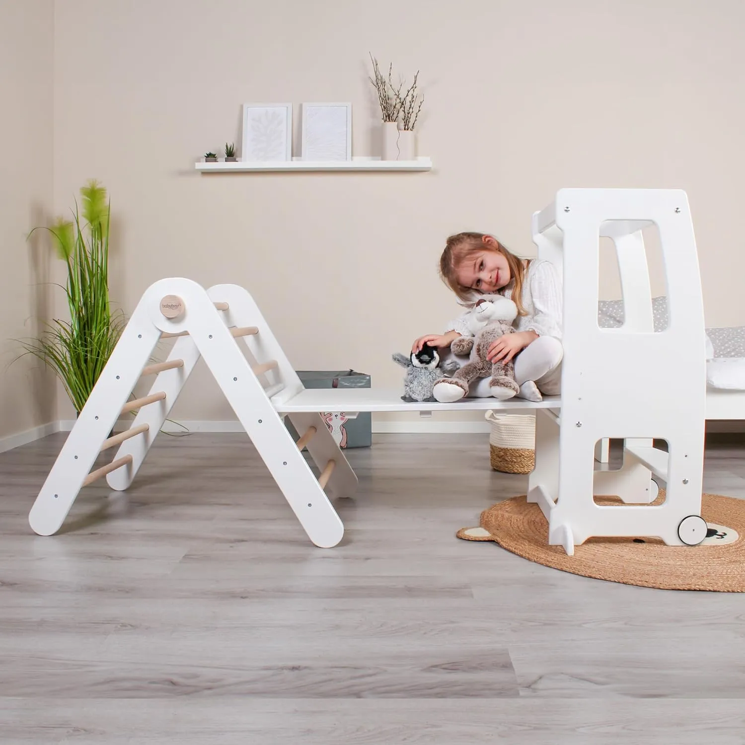 Littlefoot Learning Tower Wheels Set with Rubber Coating Natural Lacquer