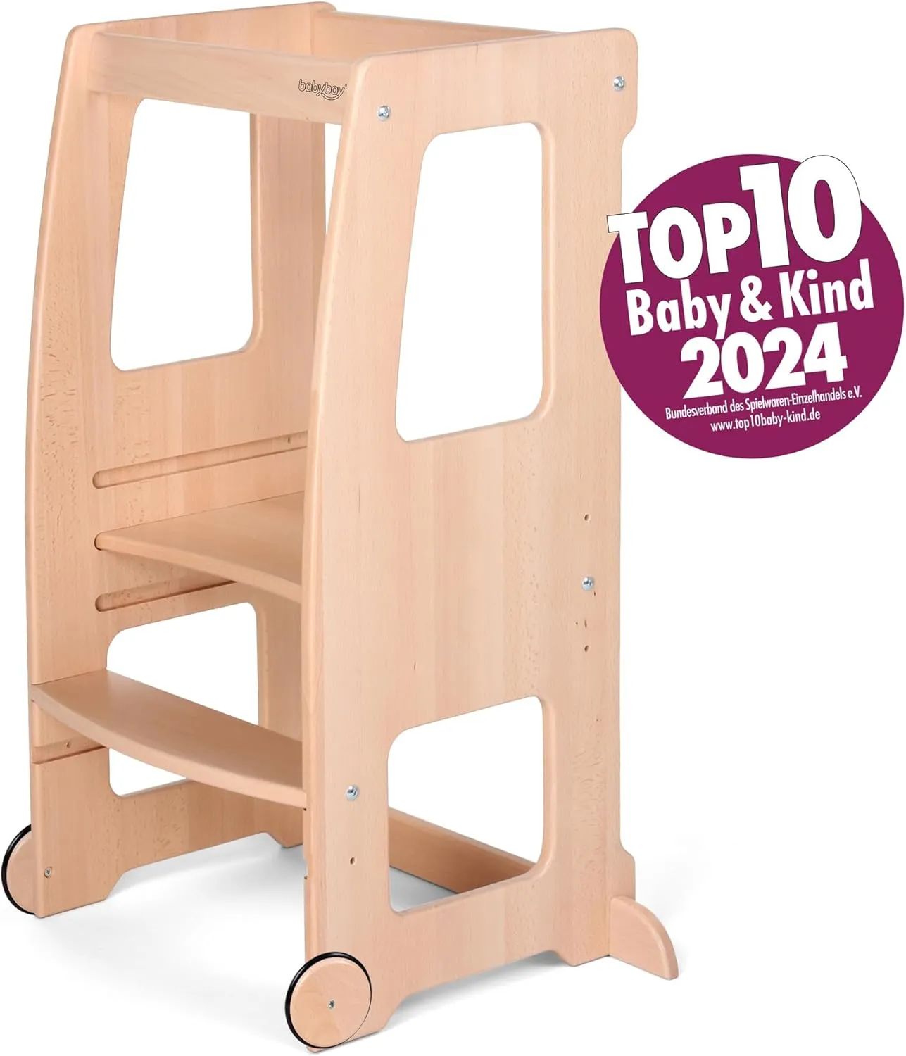 Littlefoot Learning Tower Wheels Set with Rubber Coating Natural Lacquer