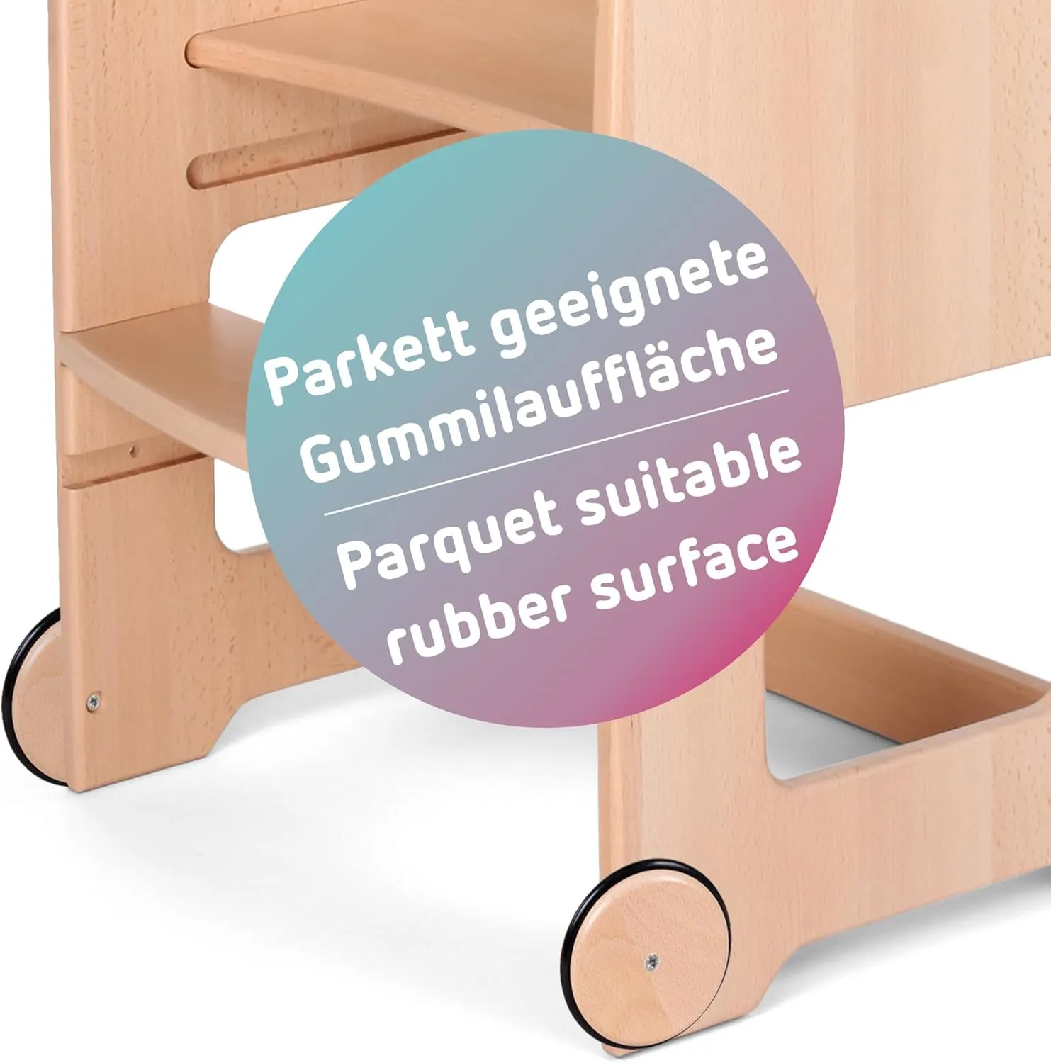 Littlefoot Learning Tower Wheels Set with Rubber Coating Natural Lacquer