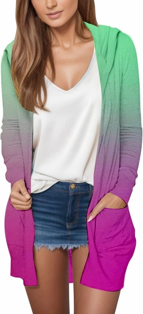 Long Cardigans for Women Trendy 2024 Summer Lightweight Casual Comfy Open Front Hooded Cardigan Sweater with Pocket