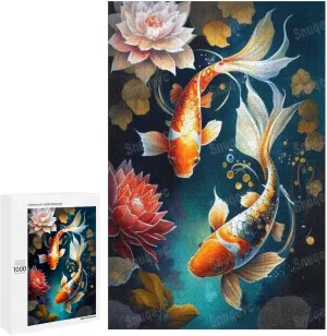 Lotus Lucky Fish - 1000 Piece Puzzles for Adults & Elderly - Unique Gift - Great Gift for Puzzle Lovers
