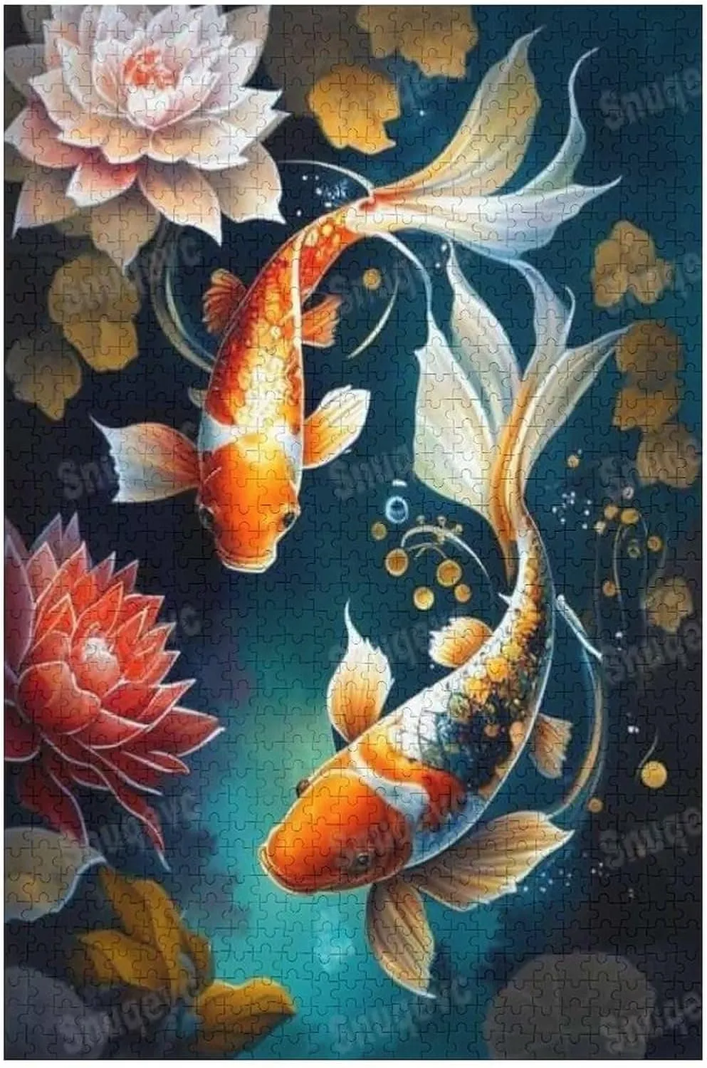 Lotus Lucky Fish - 1000 Piece Puzzles for Adults & Elderly - Unique Gift - Great Gift for Puzzle Lovers