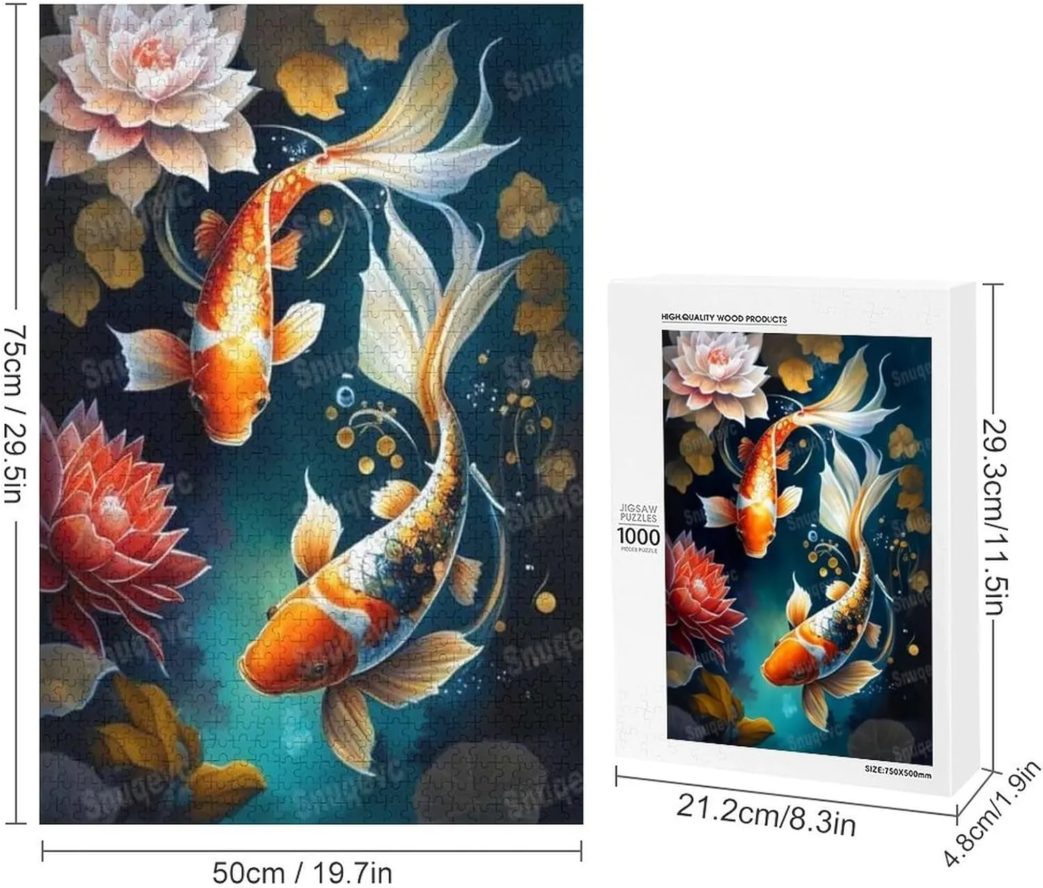 Lotus Lucky Fish - 1000 Piece Puzzles for Adults & Elderly - Unique Gift - Great Gift for Puzzle Lovers