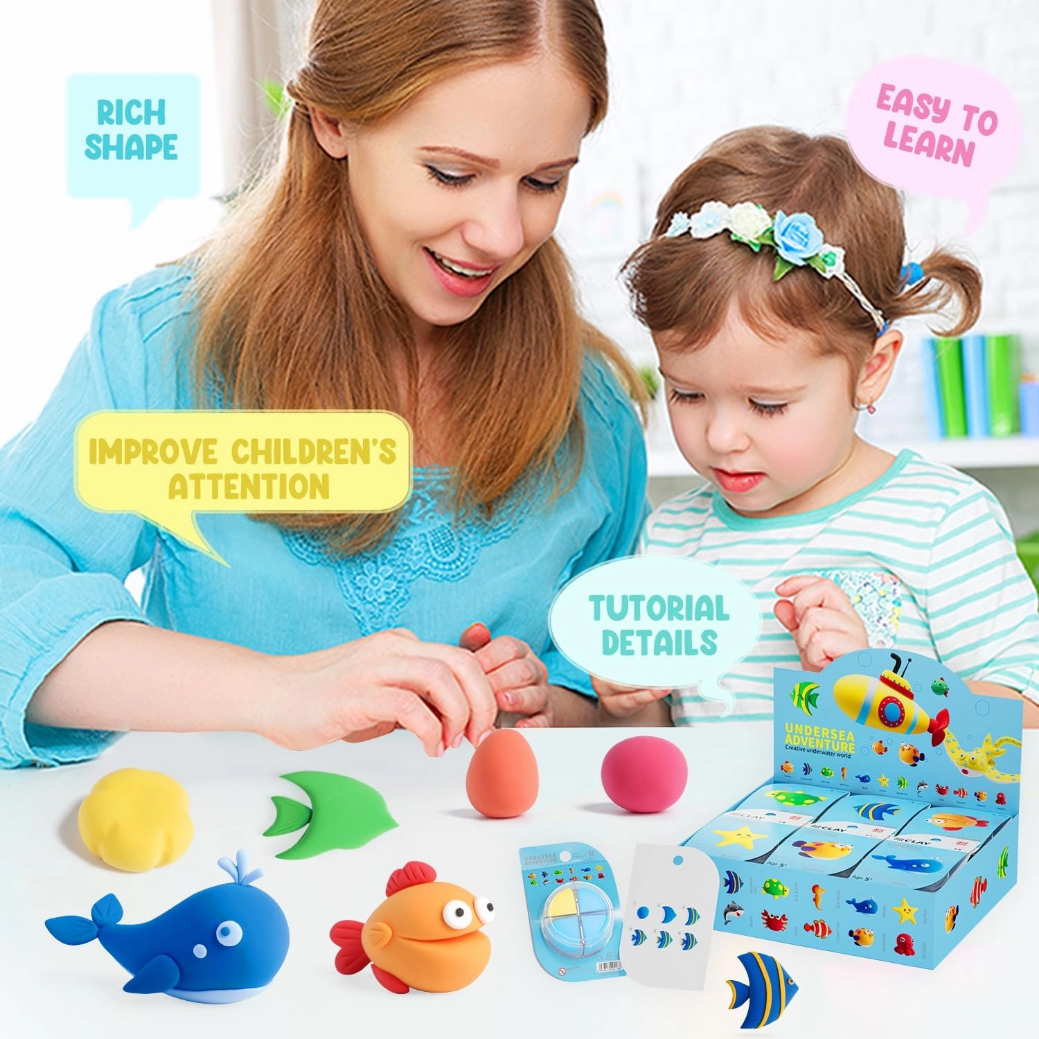LOUFOR Air Dry Clay Kits - Modeling Clay for Kids, Ultra Light & Soft, Safe & Non-Toxic, DIY Airdryclay Kit with Sculpting Tools and Tutorials, Creatible Art Crafts Toys Gifts for Boys Girls