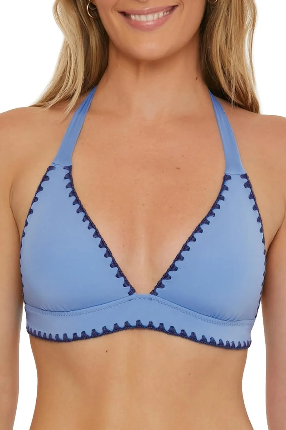 Lucky Brand Women's Marbella Halter Bikini Top, Adjustable, Tie Back, Swimwear Separates