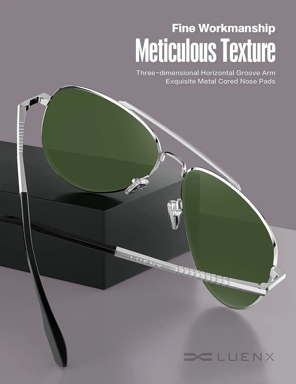 LUENX Aviator Sunglasses for Men Women Polarized Driving Classic Shades - UV 400 Protection with Accessories 60MM