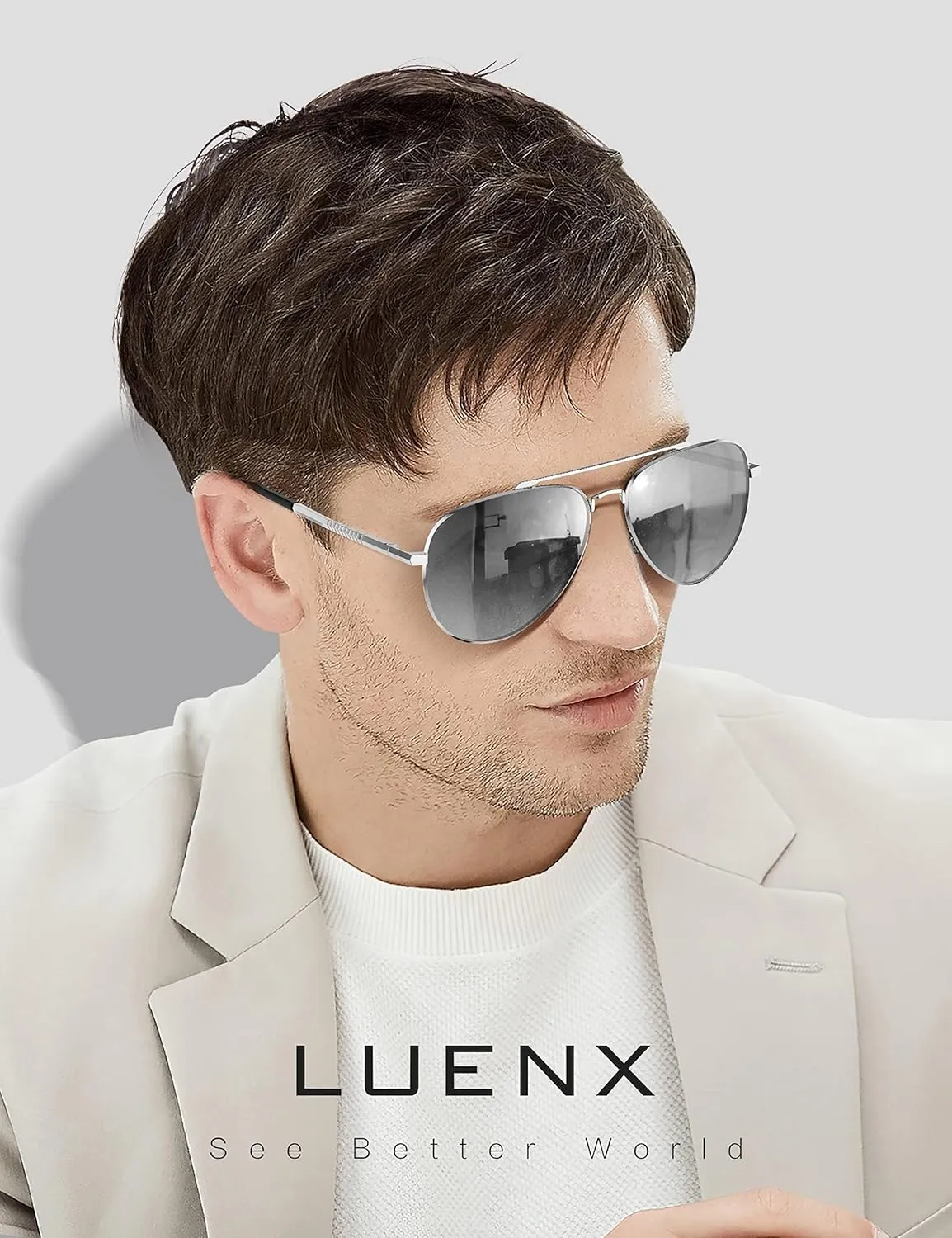 LUENX Aviator Sunglasses for Men Women Polarized Driving Classic Shades - UV 400 Protection with Accessories 60MM