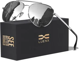 LUENX Aviator Sunglasses for Men Women Polarized Driving Classic Shades - UV 400 Protection with Accessories 60MM
