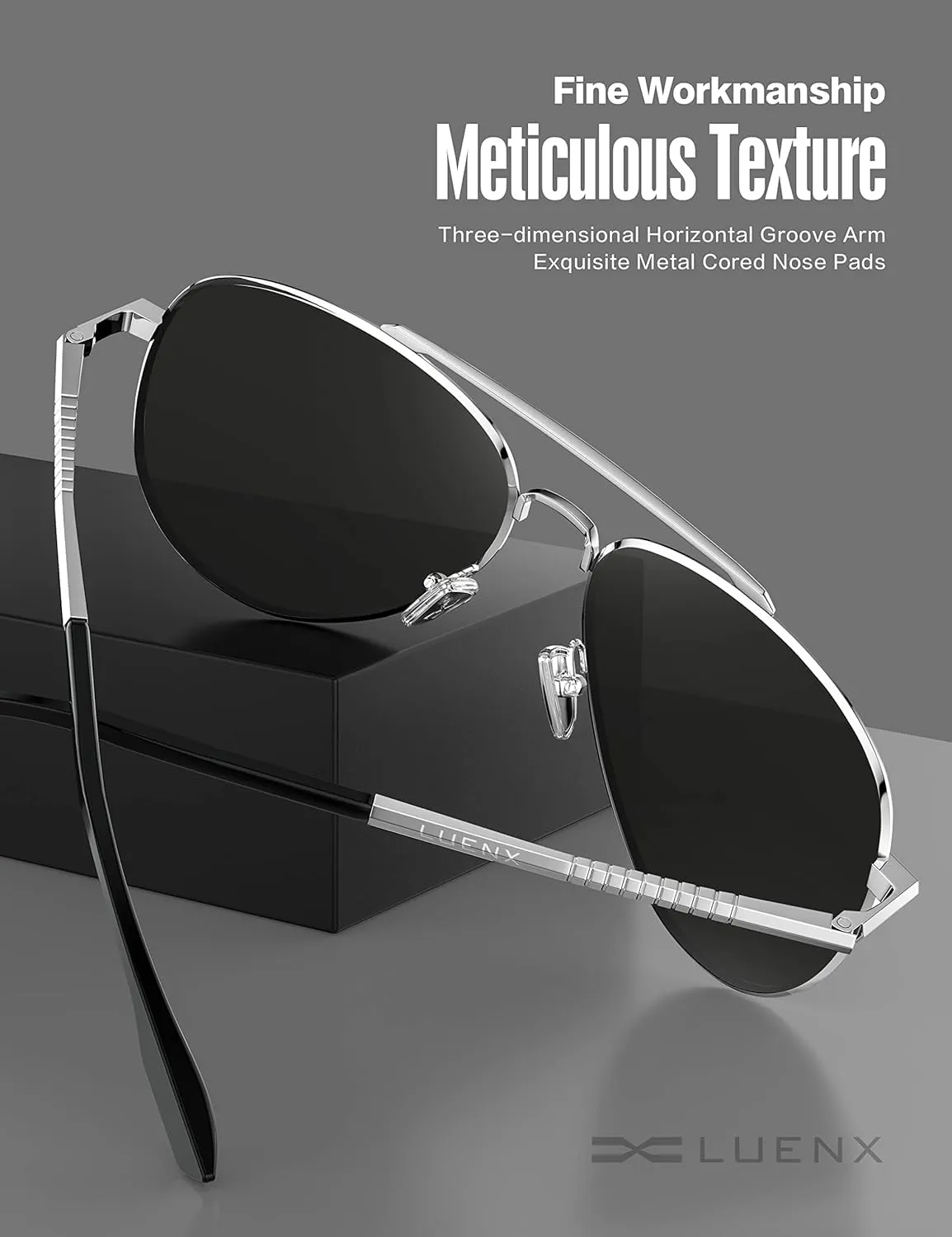 LUENX Aviator Sunglasses for Men Women Polarized Driving Classic Shades - UV 400 Protection with Accessories 60MM
