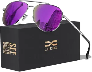 LUENX Aviator Sunglasses for Men Women Polarized Driving Classic Shades - UV 400 Protection with Accessories 60MM