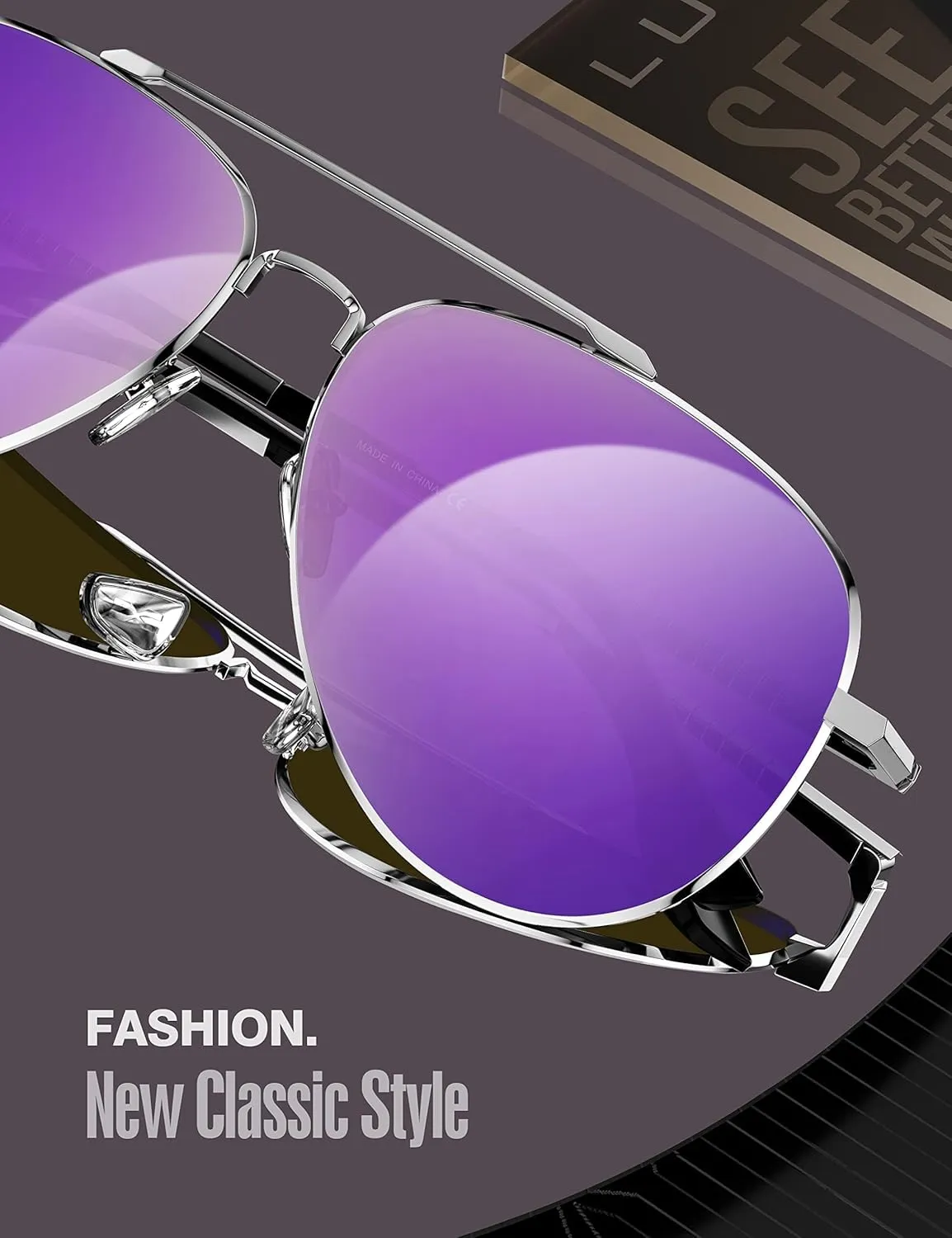 LUENX Aviator Sunglasses for Men Women Polarized Driving Classic Shades - UV 400 Protection with Accessories 60MM