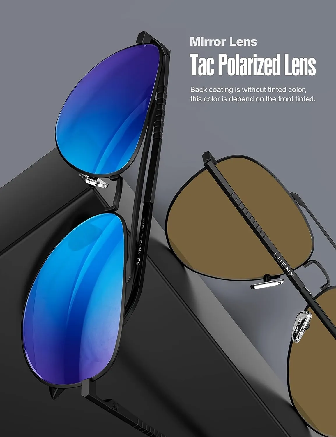LUENX Aviator Sunglasses for Men Women Polarized Driving Classic Shades - UV 400 Protection with Accessories 60MM