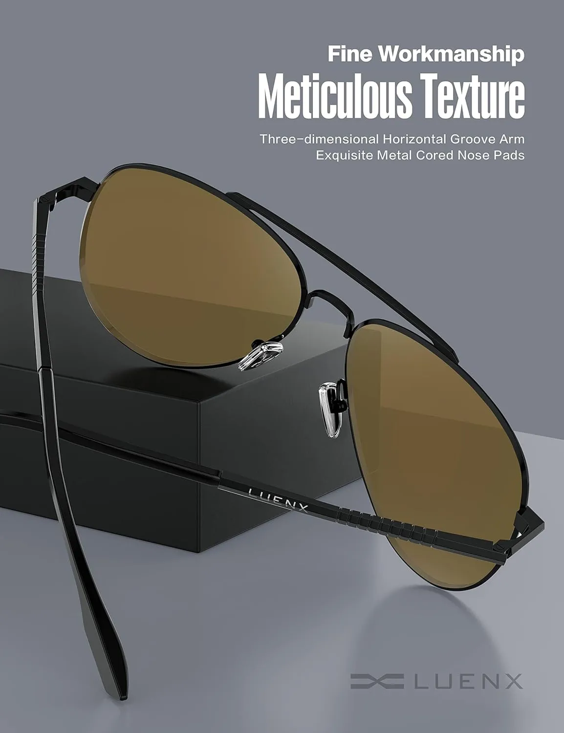 LUENX Aviator Sunglasses for Men Women Polarized Driving Classic Shades - UV 400 Protection with Accessories 60MM
