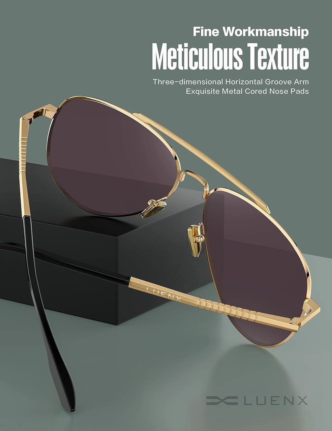 LUENX Aviator Sunglasses for Men Women Polarized Driving Classic Shades - UV 400 Protection with Accessories 60MM
