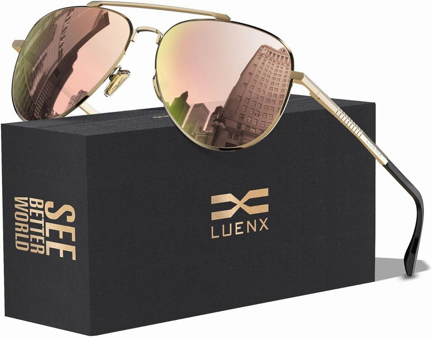 LUENX Aviator Sunglasses for Men Women Polarized Driving Classic Shades - UV 400 Protection with Accessories 60MM