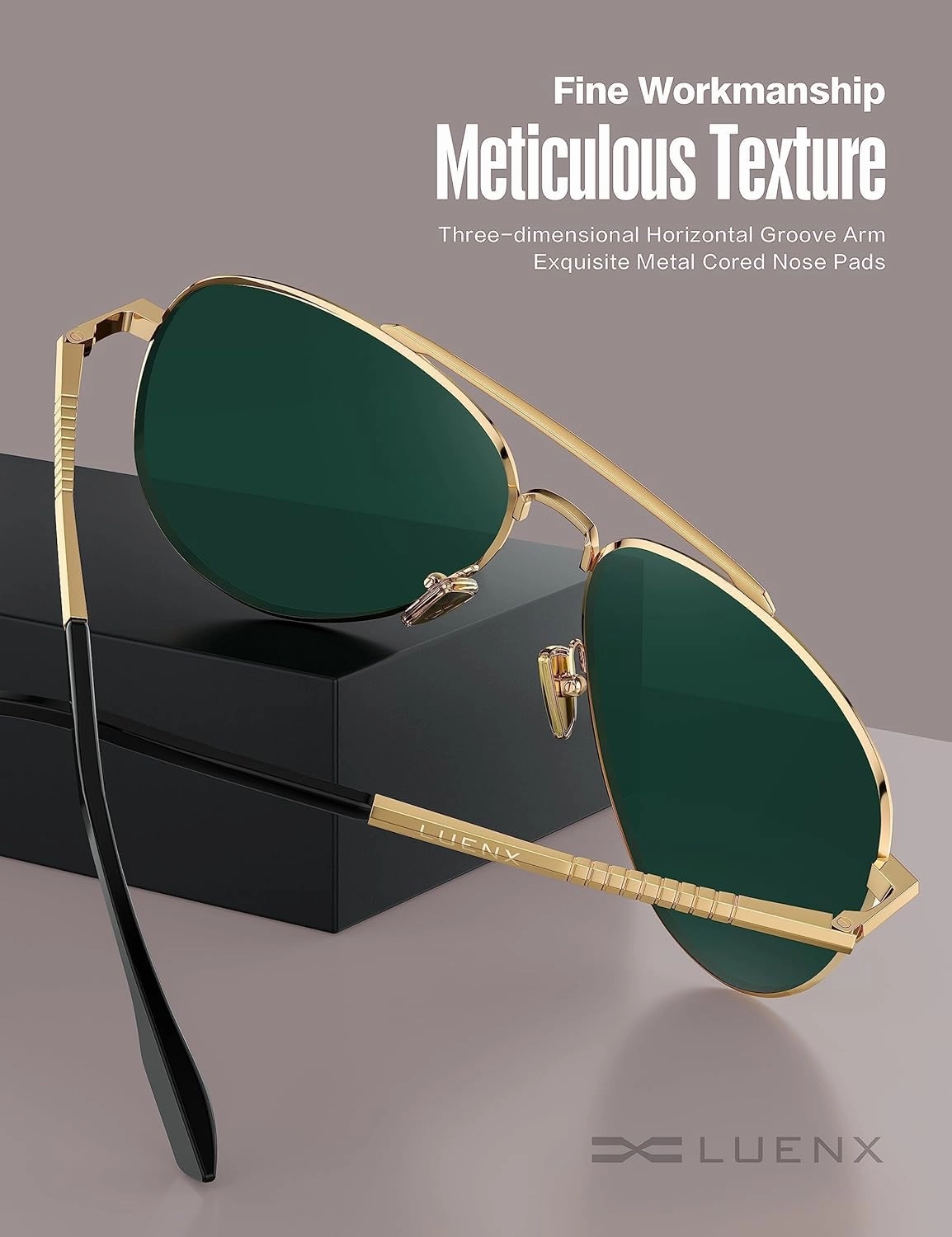 LUENX Aviator Sunglasses for Men Women Polarized Driving Classic Shades - UV 400 Protection with Accessories 60MM