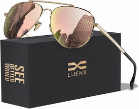 LUENX Aviator Sunglasses for Men Women Polarized Driving Classic Shades - UV 400 Protection with Accessories 60MM