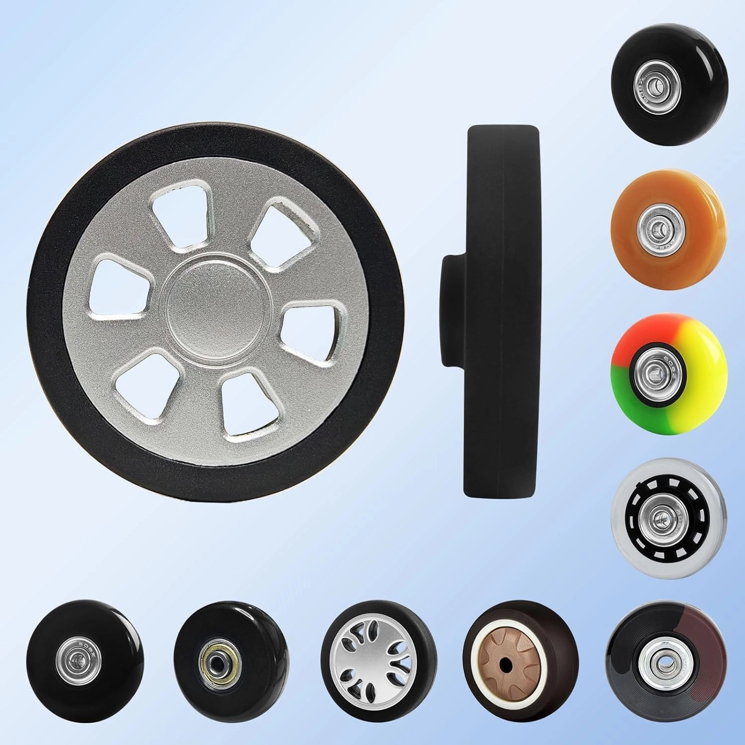 Luggage Wheels Replacement Set 8PCS 60mm Suitcase Wheel TPU Rubber Spinner Roller Full Set Repair Tool for Spinner Suitcase Trolley Bag Drawbar Travel Box